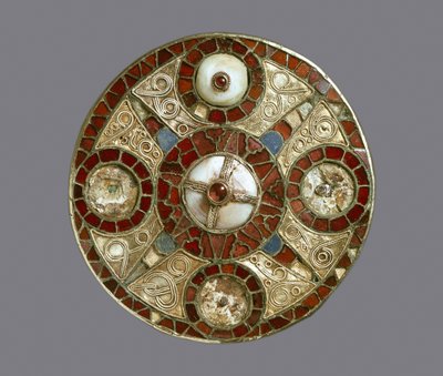 Jewelled Disc Brooch, from Grave 3 at Monkton, Kent, Anglo-Saxon by Anglo Saxon